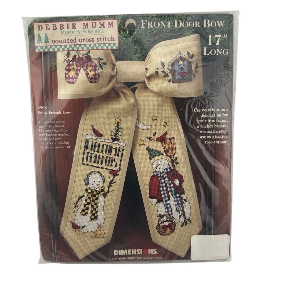 Debbie Mumm Front Door Winter Bow 17" Long Cross Stitch Kit